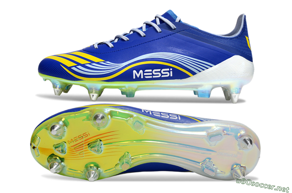 Men's Messi x Adidas F50 Elite SG Football Boots - Blue/Yellow/White 1