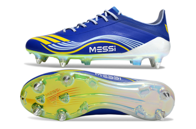 Men's Messi x Adidas F50 Elite SG Football Boots - Blue/Yellow/White