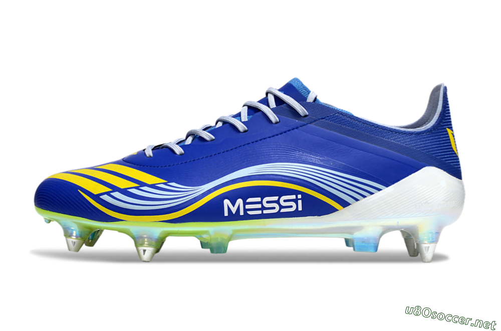 Men's Messi x Adidas F50 Elite SG Football Boots - Blue/Yellow/White 0