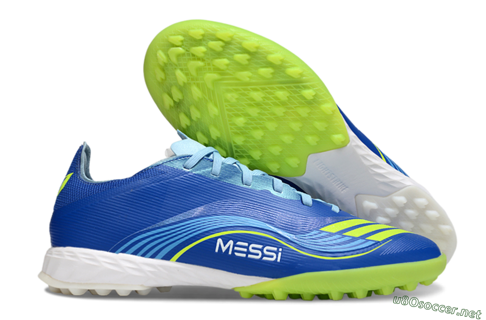 Men's Messi x Adidas F50 Pro TF Football Shoes - Blue/Yellow/White 2