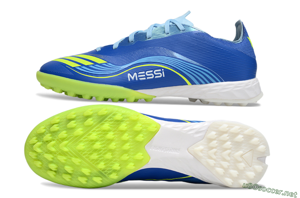 Men's Messi x Adidas F50 Pro TF Football Shoes - Blue/Yellow/White 1