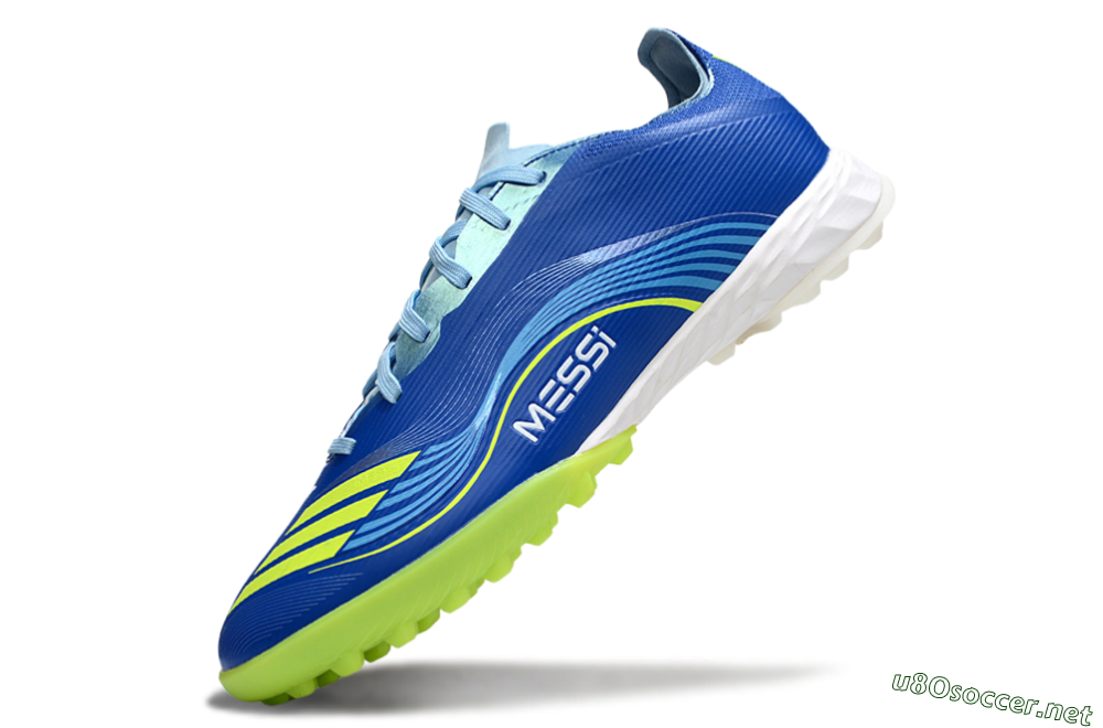 Men's Messi x Adidas F50 Pro TF Football Shoes - Blue/Yellow/White 5