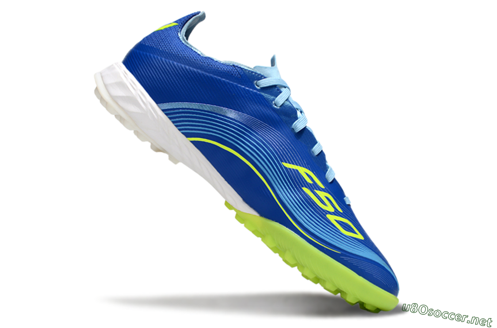 Men's Messi x Adidas F50 Pro TF Football Shoes - Blue/Yellow/White 4