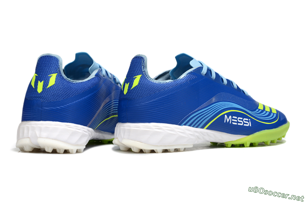 Men's Messi x Adidas F50 Pro TF Football Shoes - Blue/Yellow/White 6