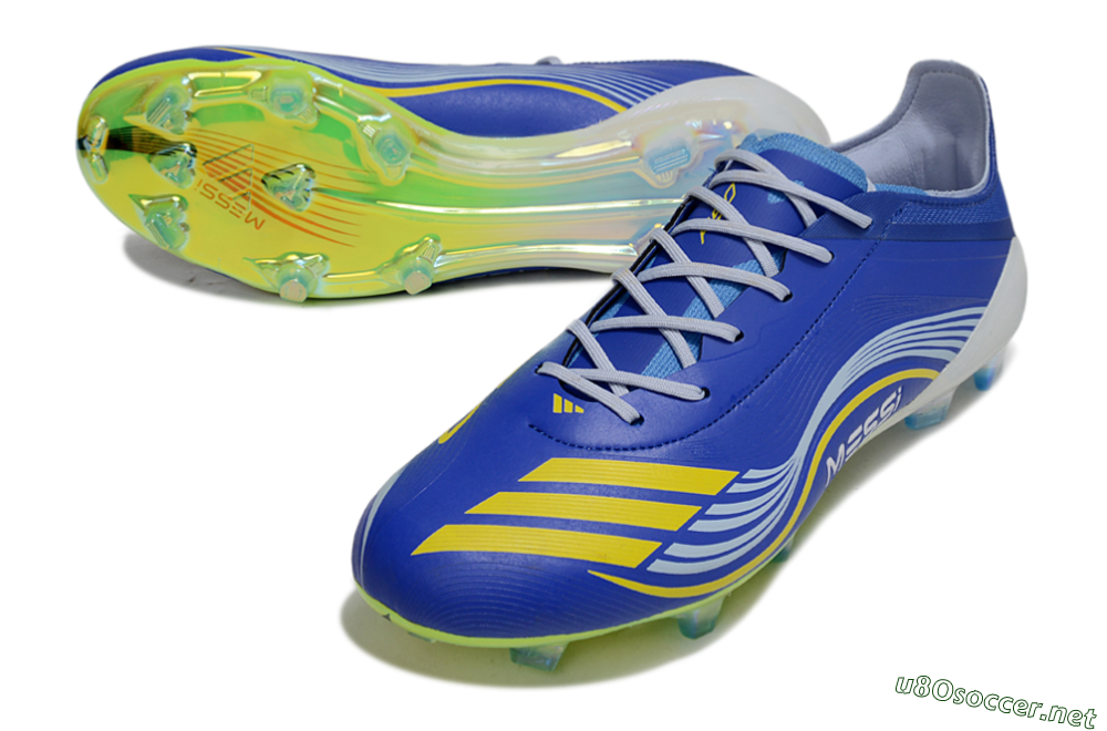Men's Messi x Adidas F50 Elite FG Football Boots - Blue/Yellow/White 3