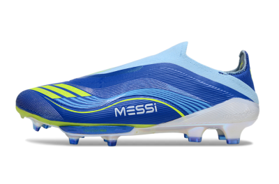 Men's Messi x Adidas F50 Elite Laceless FG Football Boots - Blue/Yellow/White