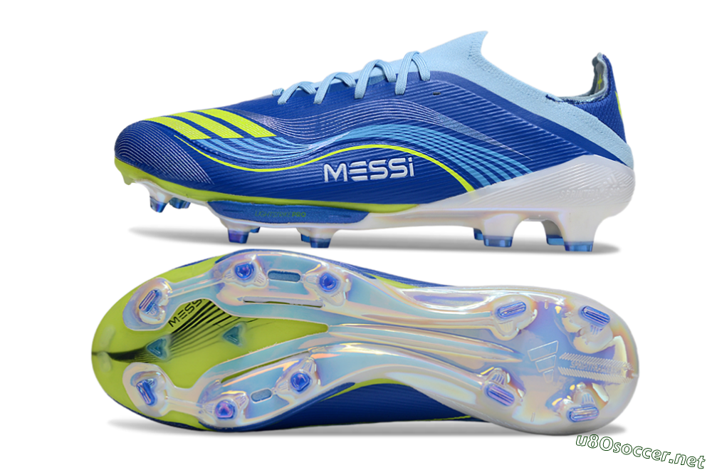 Men's Messi x Adidas F50 Elite FG Football Boots - Blue/Yellow/White 1