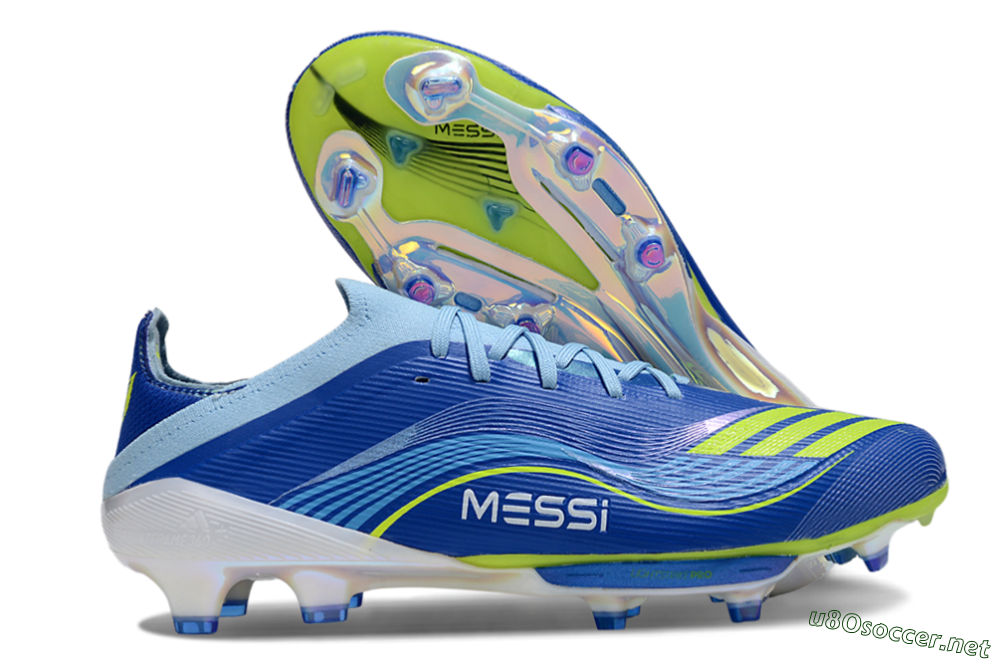Men's Messi x Adidas F50 Elite FG Football Boots - Blue/Yellow/White 2