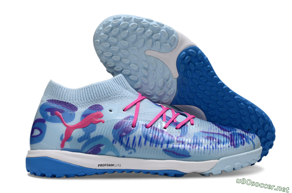 Men's Puma Future 8 Ultimate TF Football Shoes - Blue/Pink/White 2