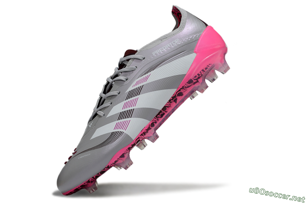 Unisex Adidas Predator 25 Elite FG Football Boots - Grey/Silver/Red 5
