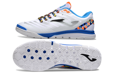 Men's Joma Top Flex IC Football Shoes - White/Silver/Blue