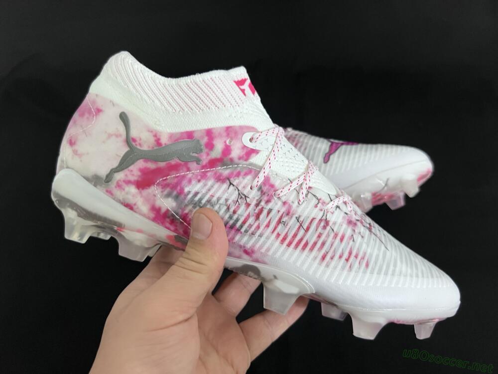 Unisex Puma Future 8 Ultimate FG Football Boots - White/Pink/Silver