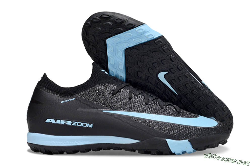 Unisex Nike Air Zoom Mercurial Vapor 16 Elite TF Football Shoes - Black/Ice Blue/Dusk Black 2