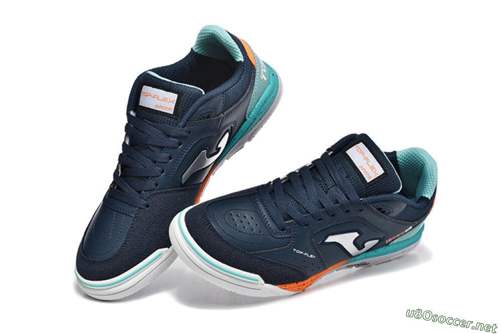 Men's Joma Top Flex IC Football Shoes - Navy/Coral Blue/Orange Splash 5