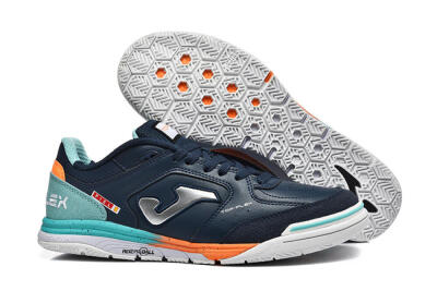 Men's Joma Top Flex IC Football Shoes - Navy/Coral Blue/Orange Splash