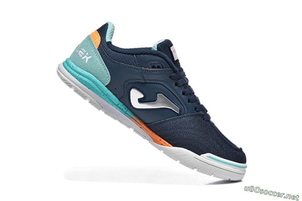 Men's Joma Top Flex IC Football Shoes - Navy/Coral Blue/Orange Splash 6