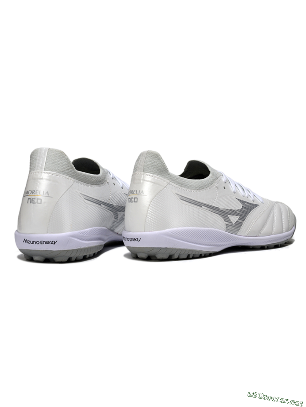 Men's Mizuno Morelia Neo 4 TF Football Shoes - White/Silver Mist/Carbon Gray 6