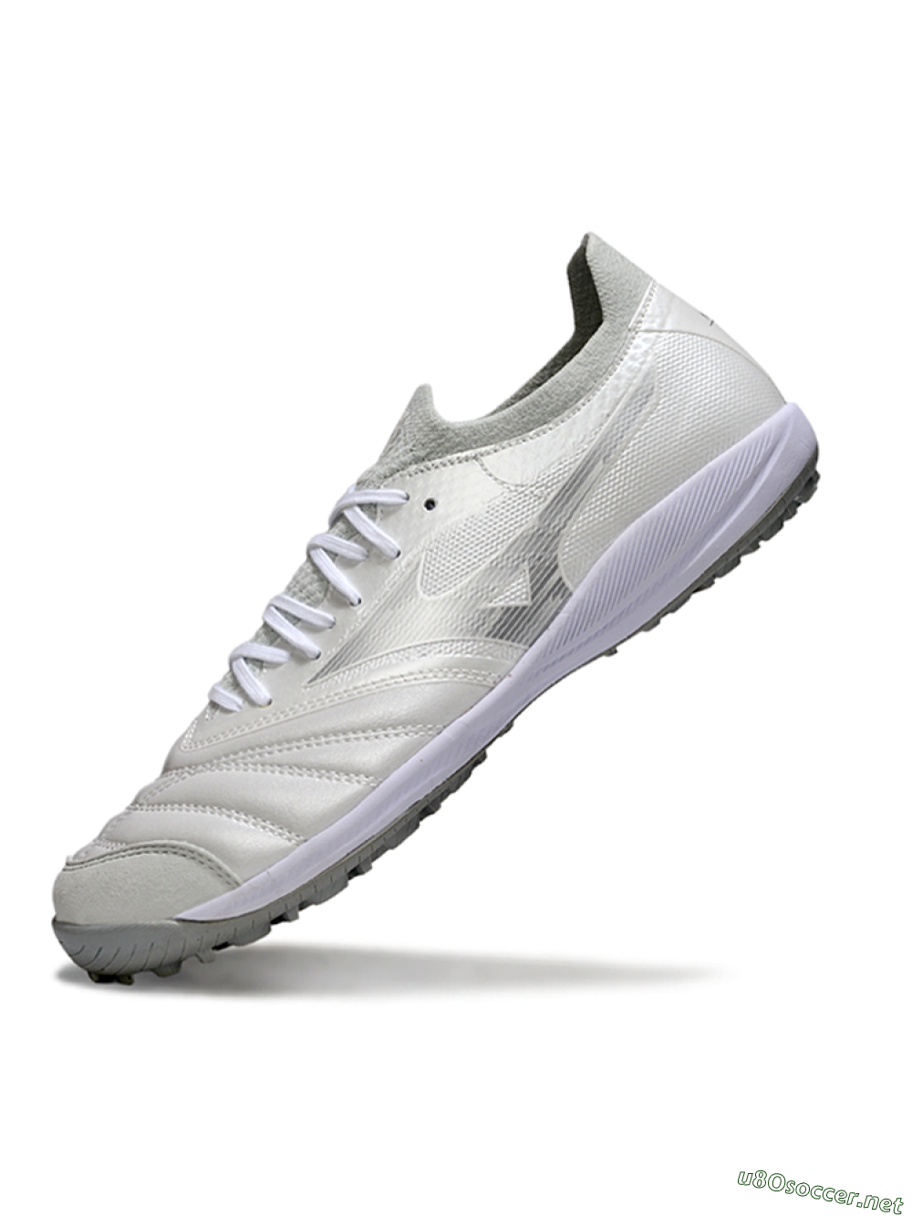 Men's Mizuno Morelia Neo 4 TF Football Shoes - White/Silver Mist/Carbon Gray 5