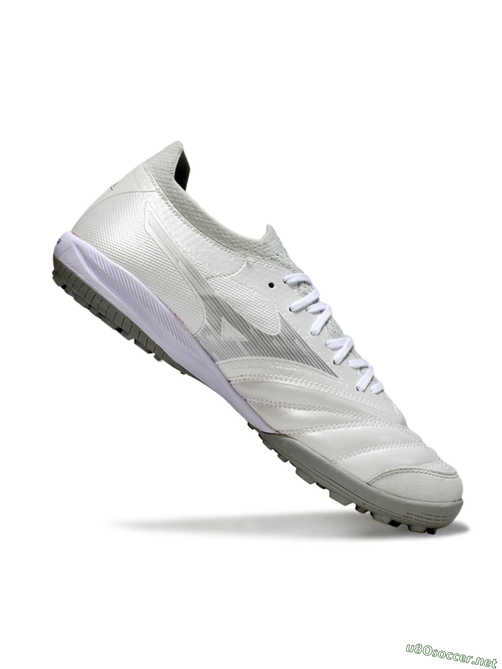 Men's Mizuno Morelia Neo 4 TF Football Shoes - White/Silver Mist/Carbon Gray 4
