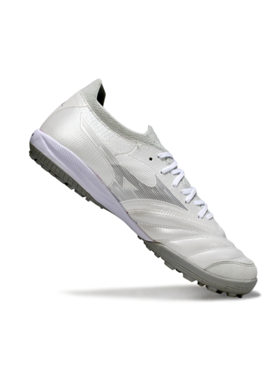 Men's Mizuno Morelia Neo 4 TF Football Shoes - White/Silver Mist/Carbon Gray