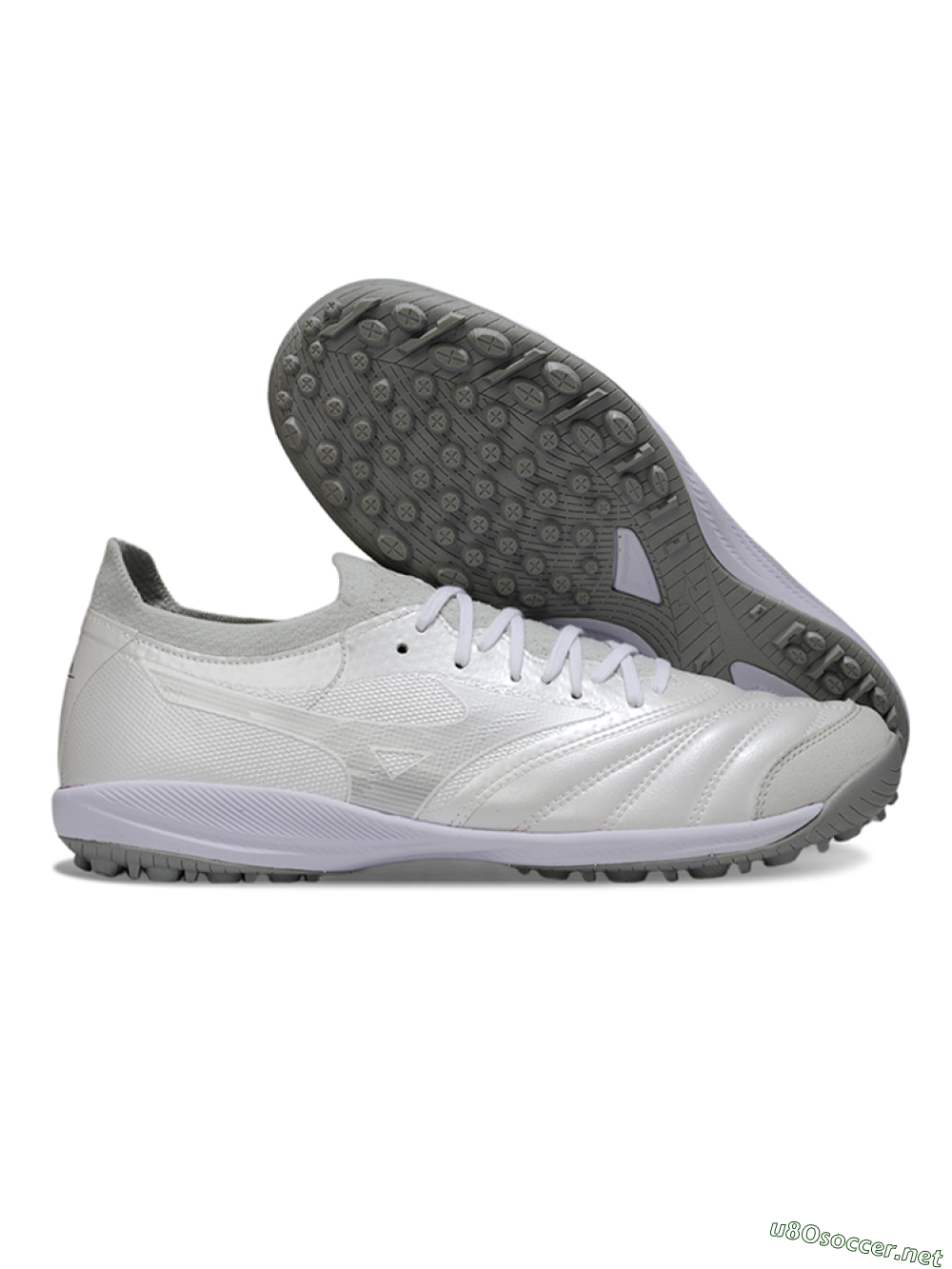 Men's Mizuno Morelia Neo 4 TF Football Shoes - White/Silver Mist/Carbon Gray 2