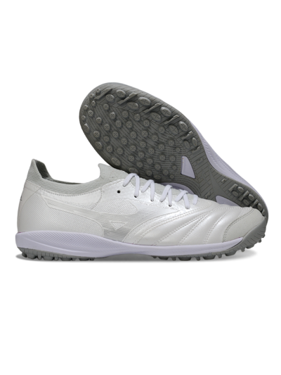 Men's Mizuno Morelia Neo 4 TF Football Shoes - White/Silver Mist/Carbon Gray