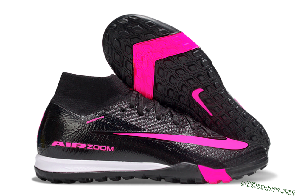 Unisex Nike Air Zoom Mercurial Superfly 10 Elite TF Football Shoes - Black/Neon Pink/Charcoal Grey 2