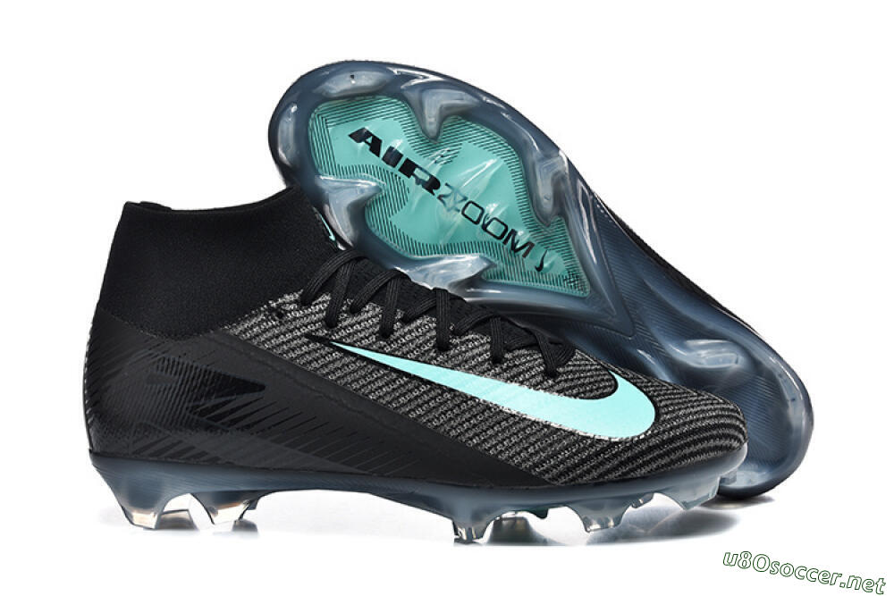 Men's Nike Air Zoom Mercurial Superfly 10 Elite FG Football Boots - Black/Ice Blue/Charcoal Gray 2