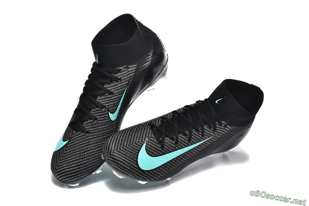 Men's Nike Air Zoom Mercurial Superfly 10 Elite FG Football Boots - Black/Ice Blue/Charcoal Gray 6