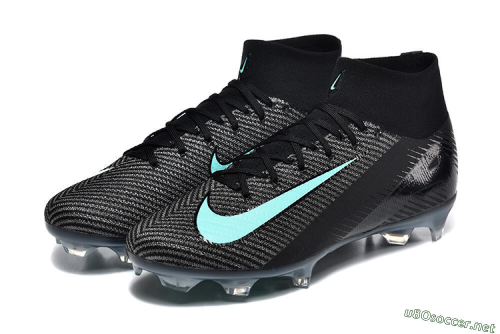 Men's Nike Air Zoom Mercurial Superfly 10 Elite FG Football Boots - Black/Ice Blue/Charcoal Gray 5