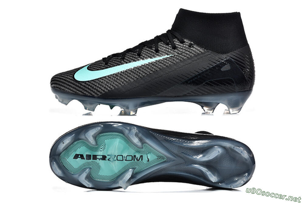 Men's Nike Air Zoom Mercurial Superfly 10 Elite FG Football Boots - Black/Ice Blue/Charcoal Gray 1