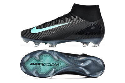 Men's Nike Air Zoom Mercurial Superfly 10 Elite FG Football Boots - Black/Ice Blue/Charcoal Gray