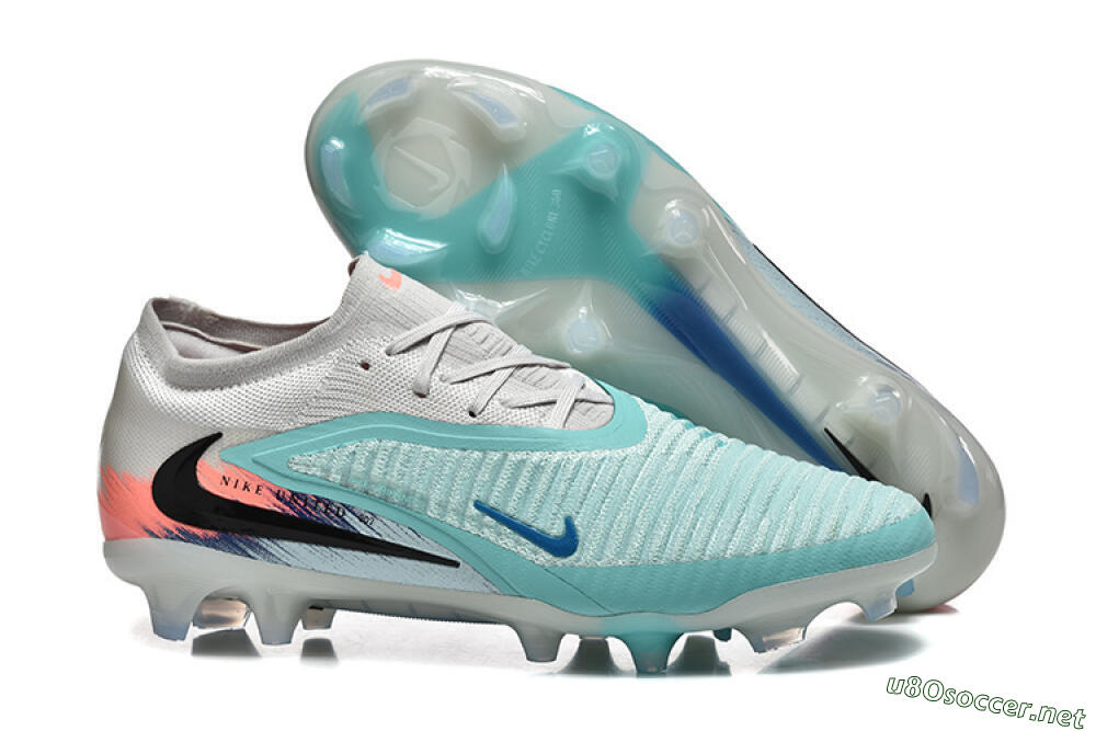 Men's Nike Phantom 6 Low Elite FG Football Boots - Aqua/Soft Blue/Coral Pink 2