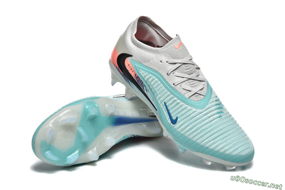 Men's Nike Phantom 6 Low Elite FG Football Boots - Aqua/Soft Blue/Coral Pink 4