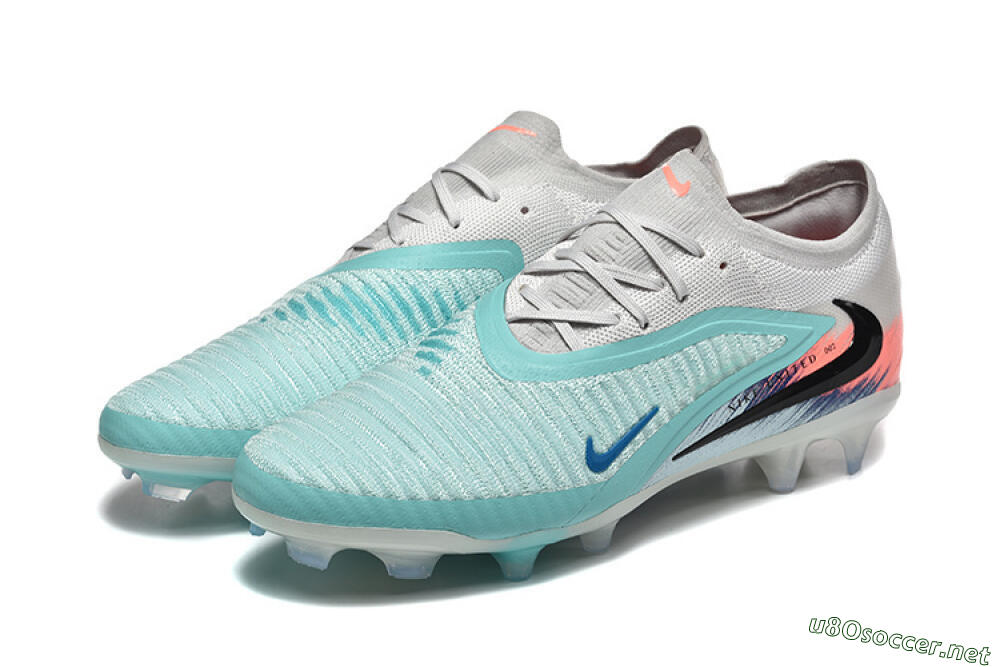 Men's Nike Phantom 6 Low Elite FG Football Boots - Aqua/Soft Blue/Coral Pink 5