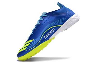 Men's Messi x Adidas F50 Pro TF Football Shoes - Blue/Electric Blue/Lime Green