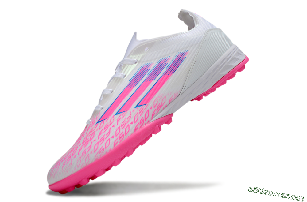 Men's Adidas F50 Elite TF Football Shoes - White/Bright Pink/Light Blue 6