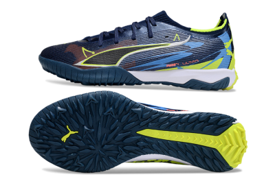 Men's Puma Ultra Ultimate TF Football Shoes - Blue/Neon Green/Orange