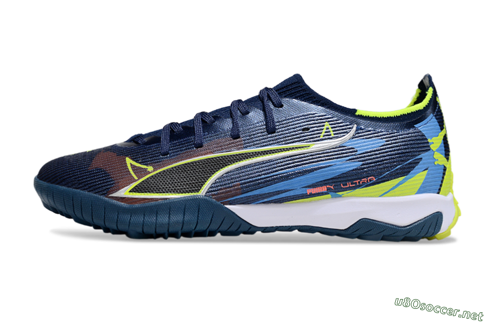 Men's Puma Ultra Ultimate TF Football Shoes - Blue/Neon Green/Orange 0
