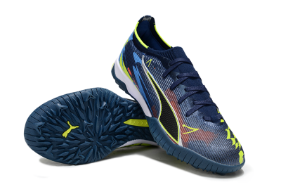 Men's Puma Ultra Ultimate TF Football Shoes - Blue/Neon Green/Orange