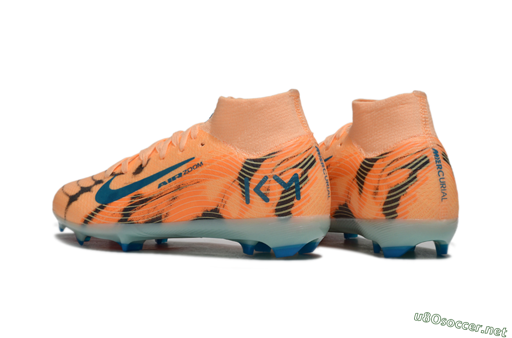 Kids Nike Air Zoom Mercurial Superfly 10 Elite FG Football Boots - Orange/Electric Blue/Soft Pink 4