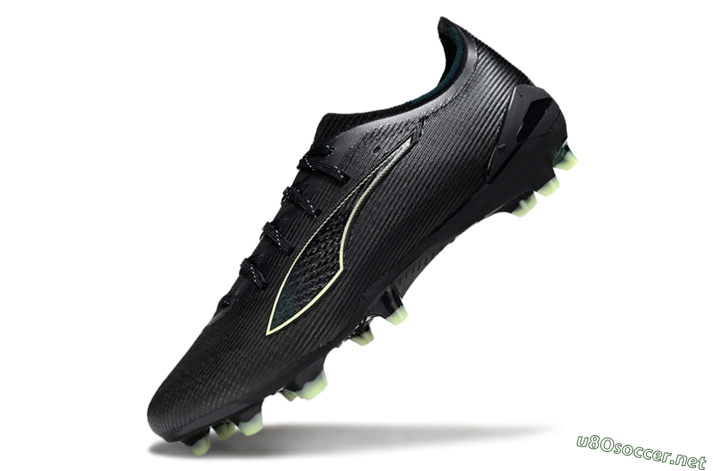 Men's Puma Ultra Ultimate FG Football Boots - Black/Neon Green/Charcoal Gray 5