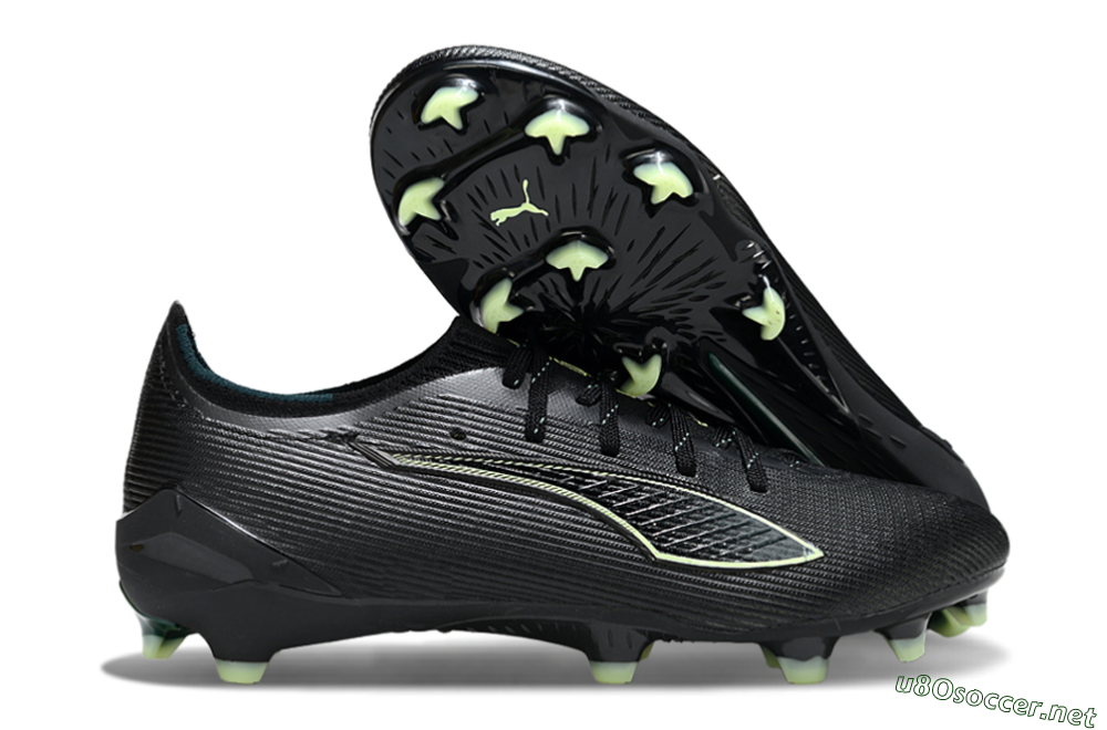 Men's Puma Ultra Ultimate FG Football Boots - Black/Neon Green/Charcoal Gray 2