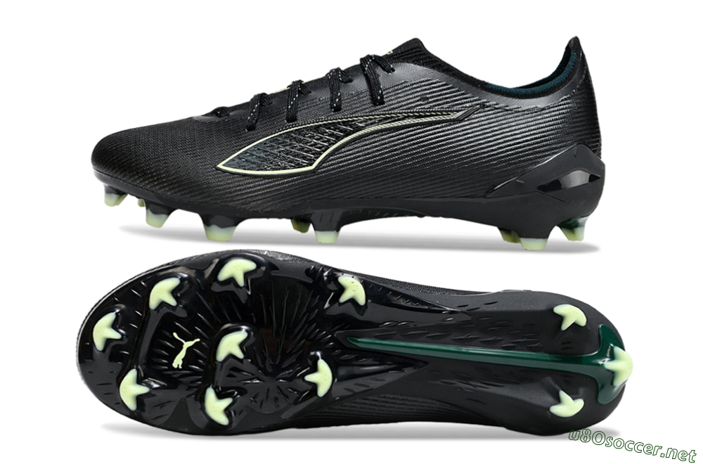 Men's Puma Ultra Ultimate FG Football Boots - Black/Neon Green/Charcoal Gray 1