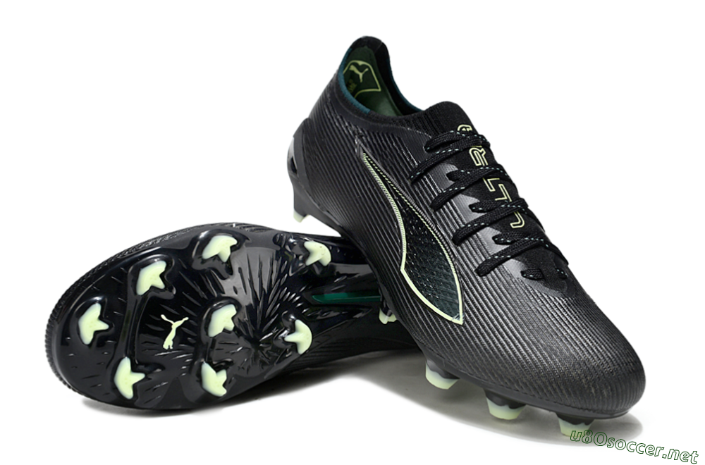 Men's Puma Ultra Ultimate FG Football Boots - Black/Neon Green/Charcoal Gray 3