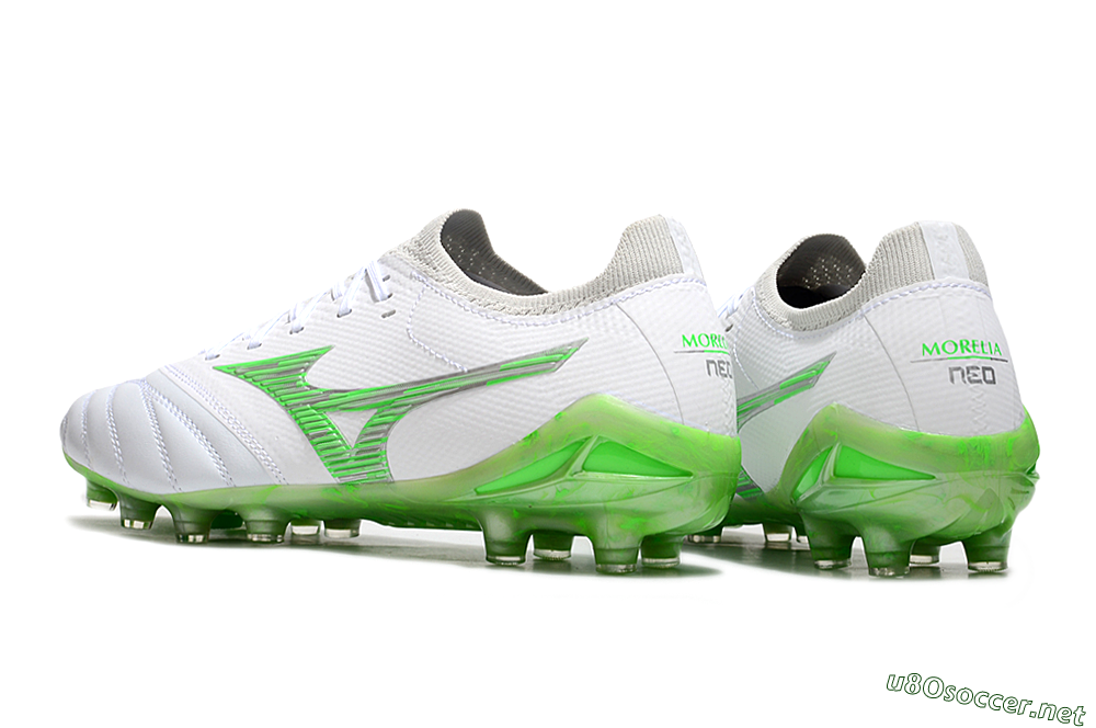 Men's Mizuno Morelia Neo 4 FG Football Boots - White/Lime Green/Neon Green 4