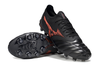 Men's Mizuno Morelia Neo 4 FG Football Boots - Black/Fiery Red/Graphite Black