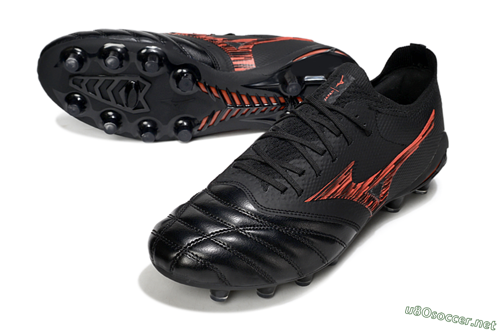 Men's Mizuno Morelia Neo 4 FG Football Boots - Black/Fiery Red/Graphite Black 3