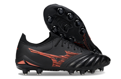 Men's Mizuno Morelia Neo 4 FG Football Boots - Black/Fiery Red/Graphite Black