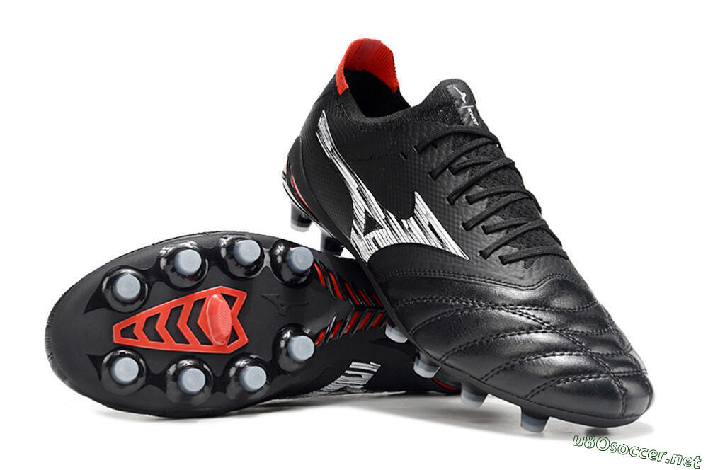 Men's Mizuno Morelia Neo 4 FG Football Boots - Black/Crimson Red/Steel Gray 1